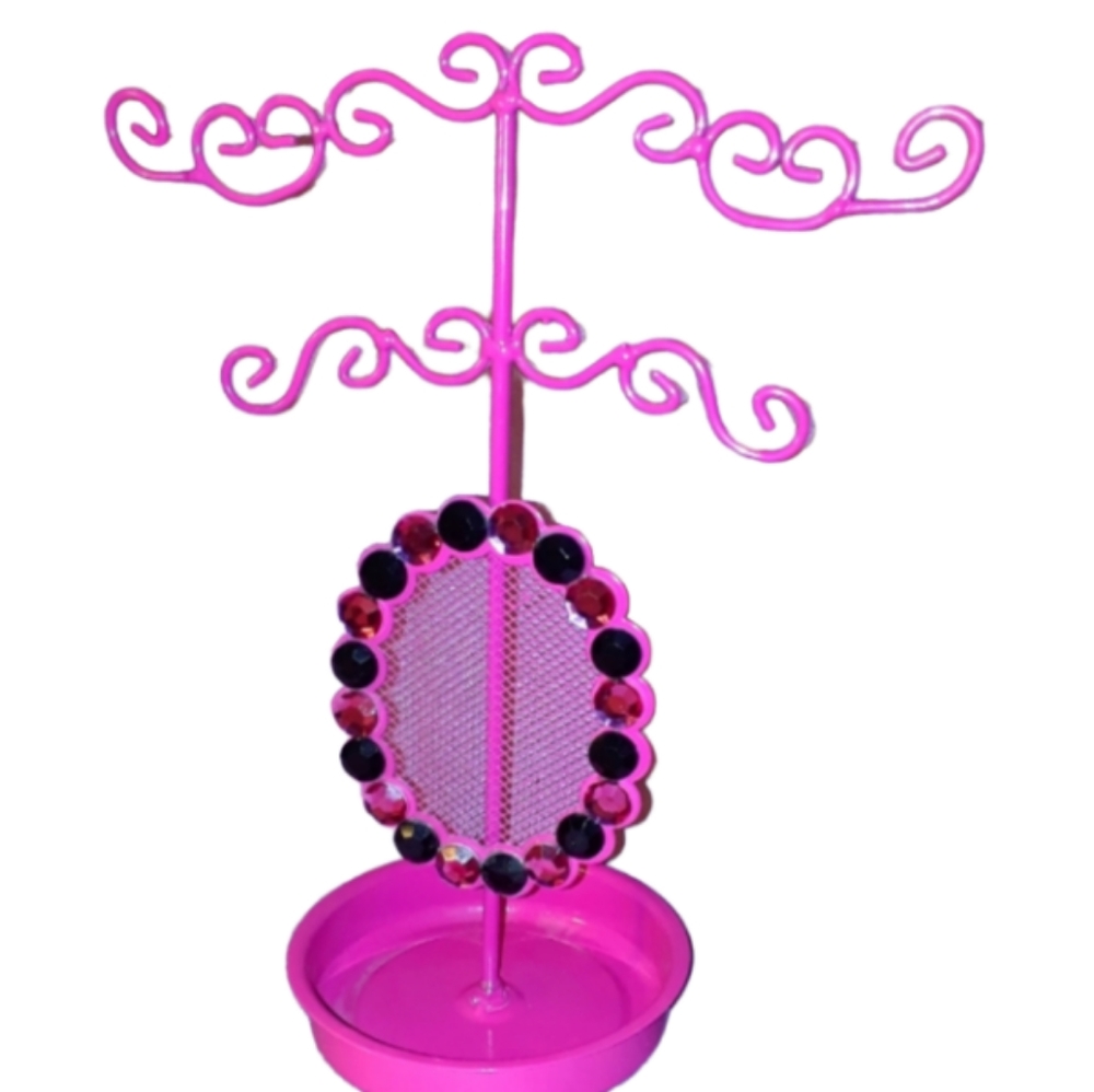 Pink jewellery bracelet earring organizer holder